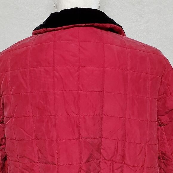 Vintage 1980s Easy Spirit Reversible Black Velvet Red Silk Qulited Filled Jacket - Picture 14 of 16